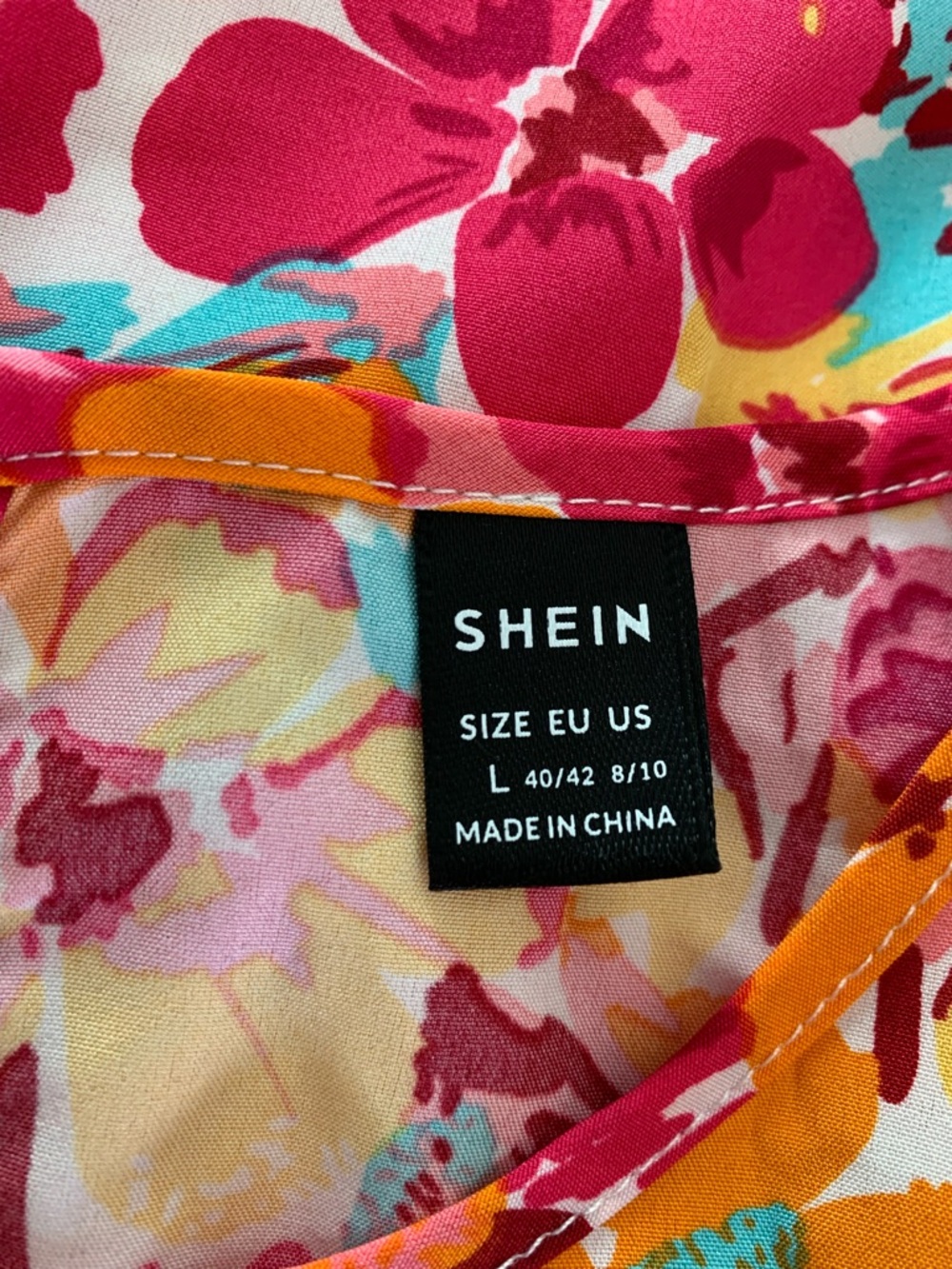 SHEIN Pink & Yellow Floral Ruffle Sleeve Casual Dress - Picture 5 of 6